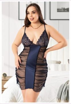 Miss Laris 4038 Battal Beden Bayan Saten Gecelik