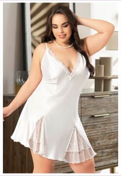 Miss Laris 4034 Battal Beden Bayan Saten Gecelik