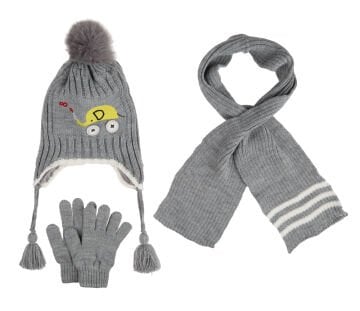 Kitti P-K24170-14 (4-8) Yaş Erkek Çocuk Şapka Atkı Eldiven Takım 6'lı