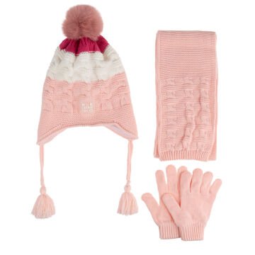 Kitti P-K24170-01 (4-8) Yaş Kız Çocuk Şapka Atkı Eldiven Takım 6'lı