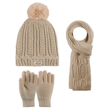 Kitti P-K25180-02 (9-15) Yaş Kız Çocuk Şapka Atkı Eldiven Takım 6'lı