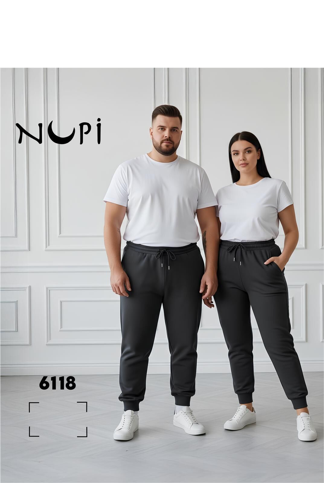 NUPİ 6118 (2XL-3XL-4XL) Manşetli Paça Ünisex Oys Modal Alt 6'lı
