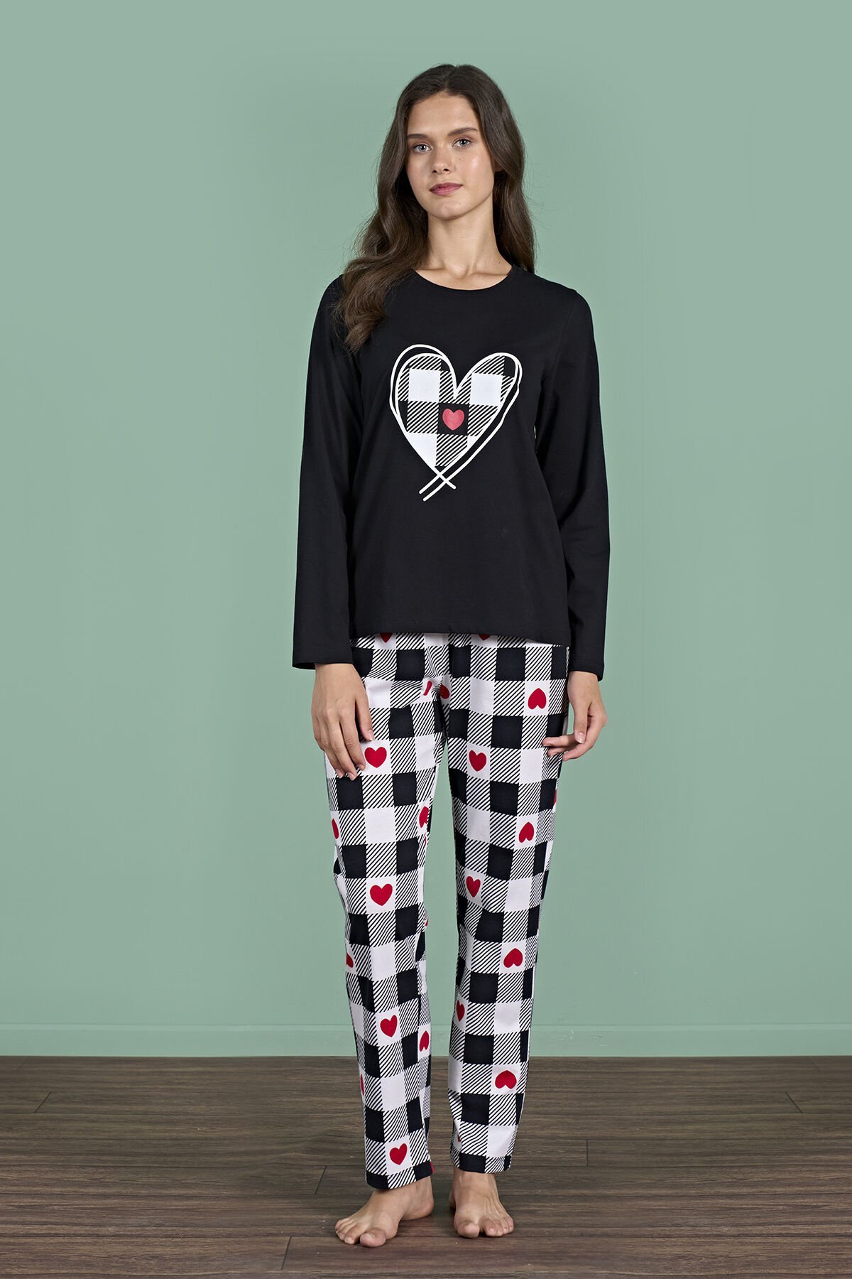 Pijadore 1959 (M-L-XL-XXL) Uzun Kollu Bayan Pijama Takım 4'lü