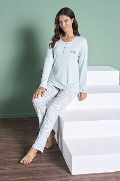 Pijadore 1987 (M-L-XL-XXL) Uzun Kollu Bayan Pijama Takım 4'lü