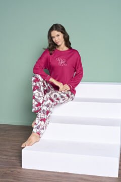 Pijadore 1990 (M-L-XL-XXL) Uzun Kollu Bayan Pijama Takım 4'lü