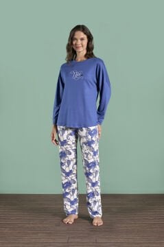 Pijadore 1990 (M-L-XL-XXL) Uzun Kollu Bayan Pijama Takım 4'lü