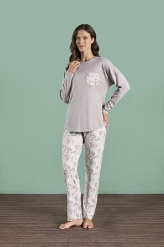 Pijadore 1974 (M-L-XL-XXL) Uzun Kollu Bayan Pijama Takım 4'lü