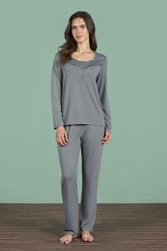 Pijadore 1966 (M-L-XL-XXL) Uzun Kollu Bayan Pijama Takım 4'lü