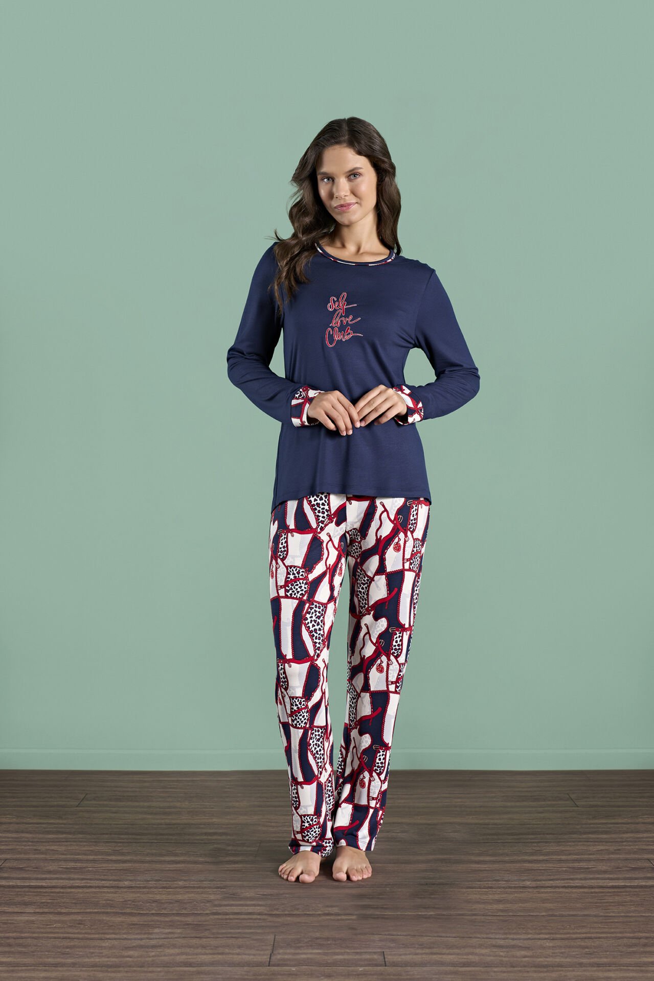 Pijadore 1991 (M-L-XL-XXL) Uzun Kollu Bayan Pijama Takım 4'lü