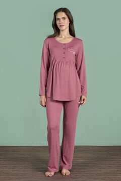 Pijadore 1945 (M-L-XL-XXL) Uzun Kollu Bayan Lohusa Pijama Takım 4'lü