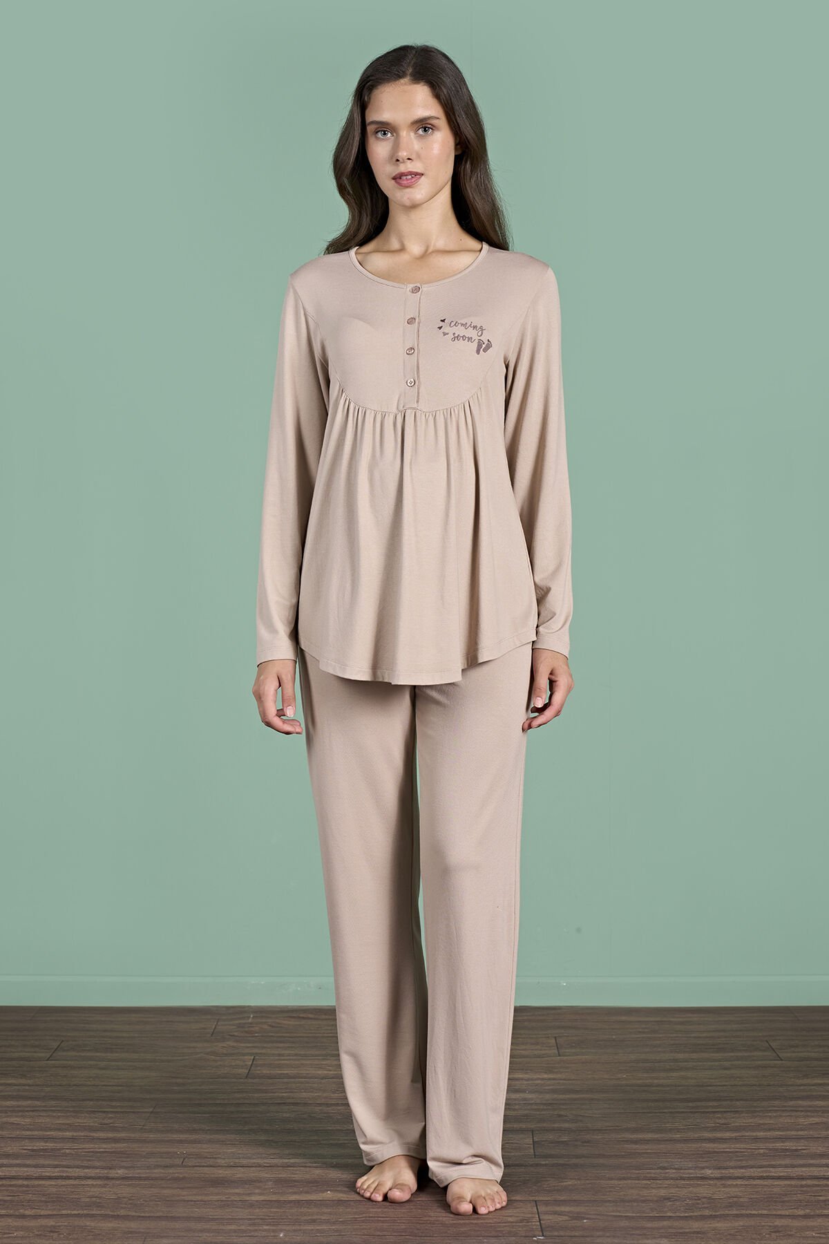 Pijadore 1945 (M-L-XL-XXL) Uzun Kollu Bayan Lohusa Pijama Takım 4'lü