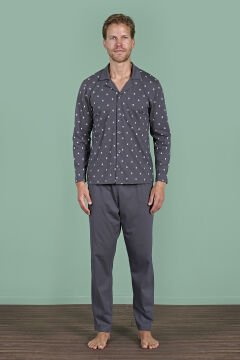 Pijadore 1928 (M-L-XL-XXL) Uzun Kollu Erkek Pijama Takım 4'lü