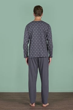 Pijadore 1929 (M-L-XL-XXL) Uzun Kollu Erkek Pijama Takım 4'lü