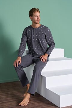 Pijadore 1929 (M-L-XL-XXL) Uzun Kollu Erkek Pijama Takım 4'lü