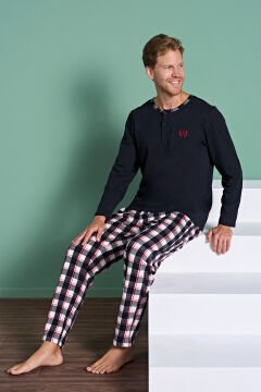 Pijadore 1963 (M-L-XL-XXL) Uzun Kollu Erkek Pijama Takım 4'lü