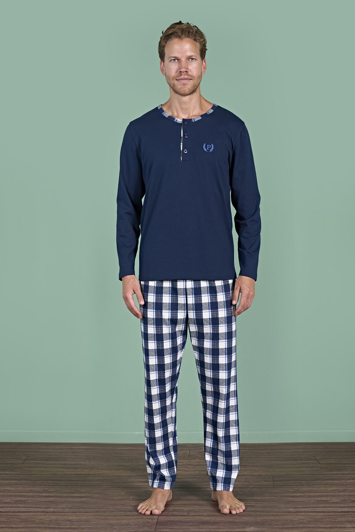 Pijadore 1963 (M-L-XL-XXL) Uzun Kollu Erkek Pijama Takım 4'lü