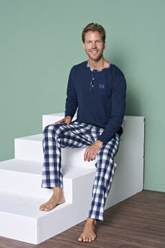 Pijadore 1963 (M-L-XL-XXL) Uzun Kollu Erkek Pijama Takım 4'lü