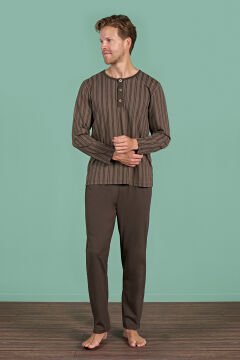 Pijadore 1949 (M-L-XL-XXL) Uzun Kollu Erkek Pijama Takım 4'lü