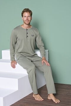 Pijadore 1964 (2XL-3XL-4XL-5XL) Battal Beden Uzun Kollu Erkek Pijama Takım 4'lü