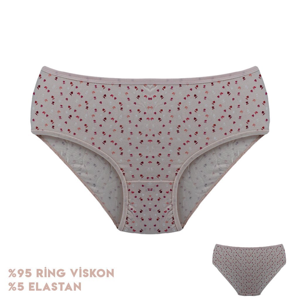 Dondeza 364-4 (XL) Desenli Viscon Bayan Bikini 12'li