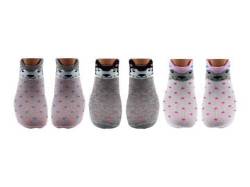 XGRİ POLO (B-6-5) 3'lü Bayan Penye Üç Boyutlu Sneaker 12'li