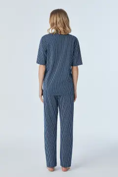 Pijadore 2107 (M-L-XL-XXL) Kısa Kollu Boydan Düğmeli Bayan Pijama Takım 4'lü