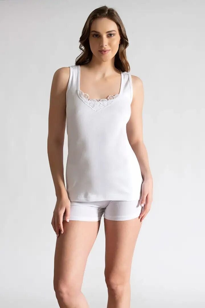 Tutku 0140 Ribana Bayan Kalın Askılı Güpürlü Atlet 6'lı