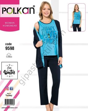 POLKAN BAYAN 3 LÜ PİJAMA TAKIMI