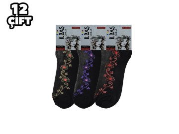 İlbaş 67-4 Bayan Desenli Tül Patik 12'li