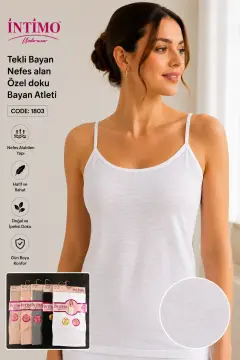 İntimo 1803 (S-M-L-XL) Bayan Askılı Nefes Alan Atlet 6'lı