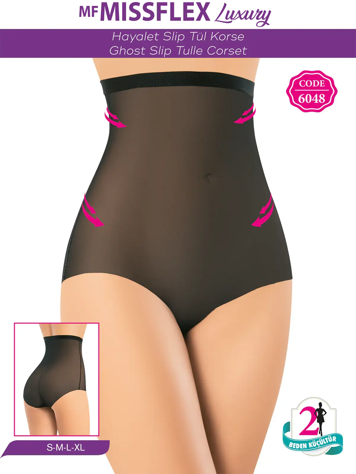 MF MISS FLEX 6048 Lazer Kesim Nefes Alan Hayalet Slip Tül Korse