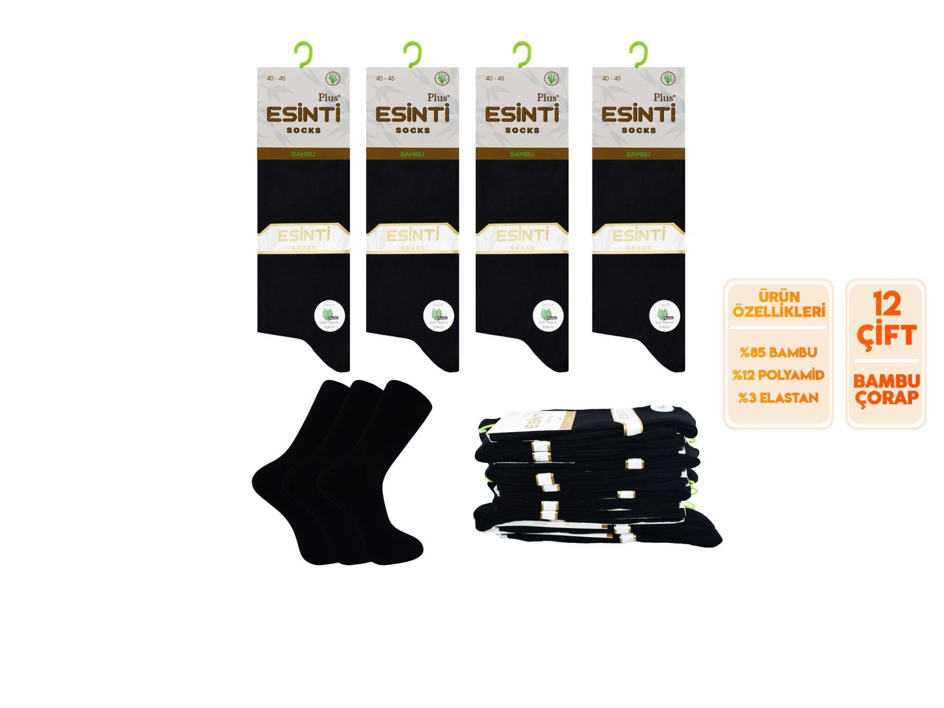 Esinti 25-1 Dikişsiz Kokulu Erkek Bambu Soket 12'li