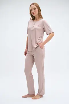 Pijadore 2088 (M-L-XL-XXL) Kısa Kollu Üç Düğmeli Bayan Pijama Takım 4'lü
