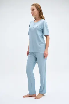 Pijadore 2088 (M-L-XL-XXL) Kısa Kollu Üç Düğmeli Bayan Pijama Takım 4'lü