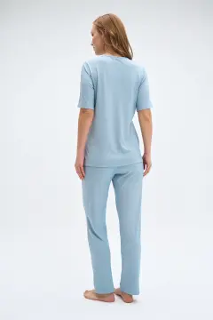 Pijadore 2088 (M-L-XL-XXL) Kısa Kollu Üç Düğmeli Bayan Pijama Takım 4'lü