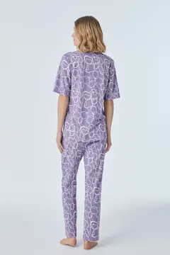 Pijadore 2101 (M-L-XL-XXL) Kısa Kollu Boydan Düğmeli Bayan Pijama Takım 4'lü