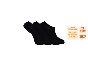 Esinti 26-Siyah Dikişsiz Bayan Bambu Sneakers 12'li