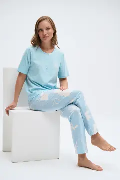 Pijadore 2087 (M-L-XL-XXL) Kısa Kollu Üç Düğmeli Bayan Pijama Takım 4'lü