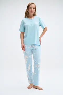 Pijadore 2087 (M-L-XL-XXL) Kısa Kollu Üç Düğmeli Bayan Pijama Takım 4'lü