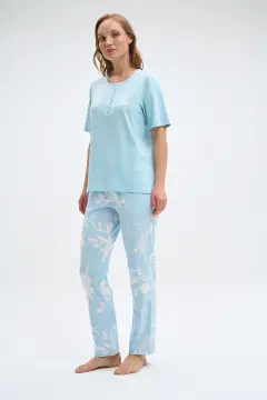Pijadore 2087 (M-L-XL-XXL) Kısa Kollu Üç Düğmeli Bayan Pijama Takım 4'lü