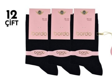 Bordo 1011 Dört Mevsim Bambu Dikişsiz Bayan Çorap 12'li