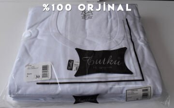 Tutku 0103 Erkek Beyaz Penye Bisiklet Yaka Fanila 6'lı