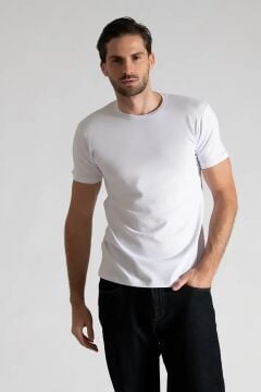 Tutku Elit 1301 Elestan Erkek Sıfır Yaka Atlet BEYAZ - S