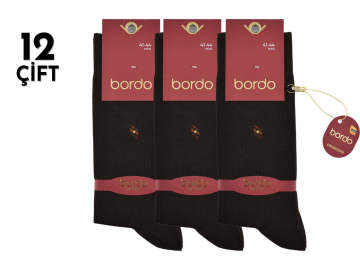 Bordo 1005 Dört Mevsim Modal Dikişsiz Erkek Çorap 12'li