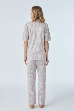 Pijadore 2096 (M-L-XL-XXL) Kısa Kollu Boydan Düğmeli Bayan Pijama Takım 4'lü