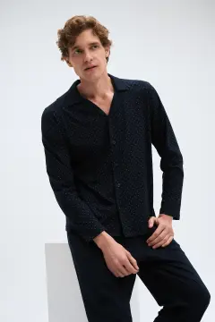 Pijadore 2071 (M-L-XL-XXL) Uzun Kollu Düğmeli Erkek Pijama Takım 4'lü