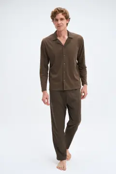 Pijadore 2078 (M-L-XL-XXL) Uzun Kollu Düğmeli Erkek Pijama Takım 4'lü