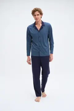 Pijadore 2078 (M-L-XL-XXL) Uzun Kollu Düğmeli Erkek Pijama Takım 4'lü