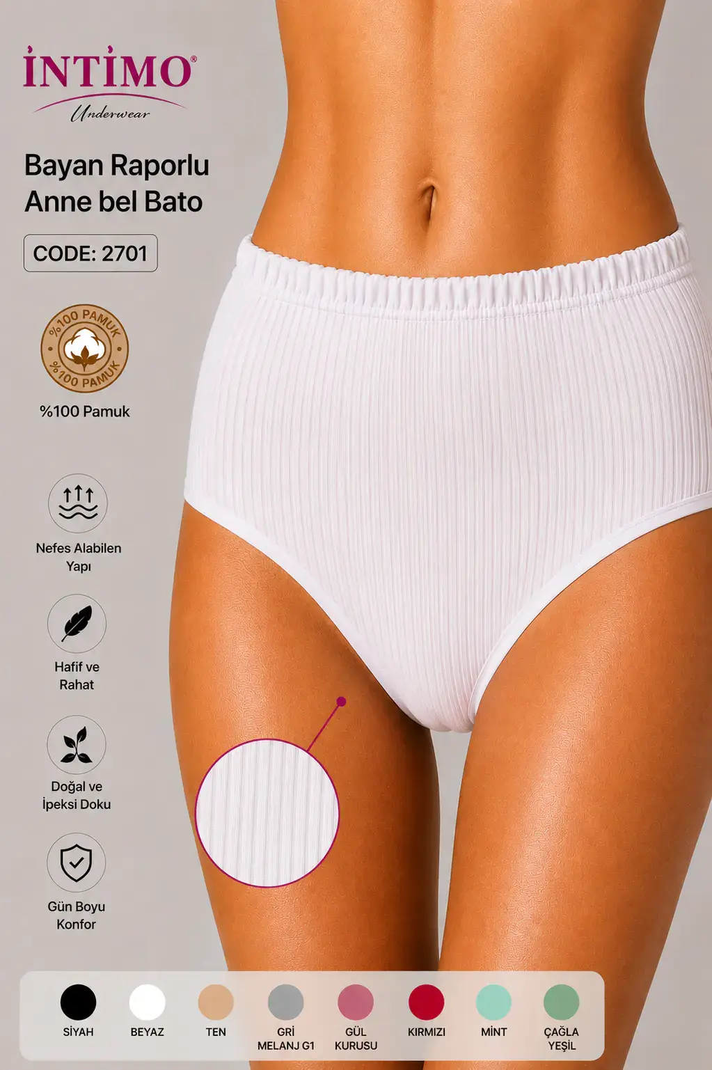 İntimo 2701 (L-XL-XXL) Raporlu Bayan Bato 12'li