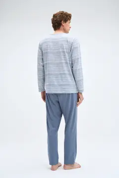 Pijadore 2080 (M-L-XL-XXL) Uzun Kollu Üç Düğmeli Erkek Pijama Takım 4'lü